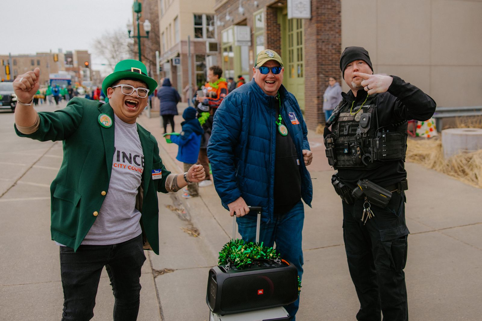 Vince celebrating at the St. Patrick's Day parade downtown